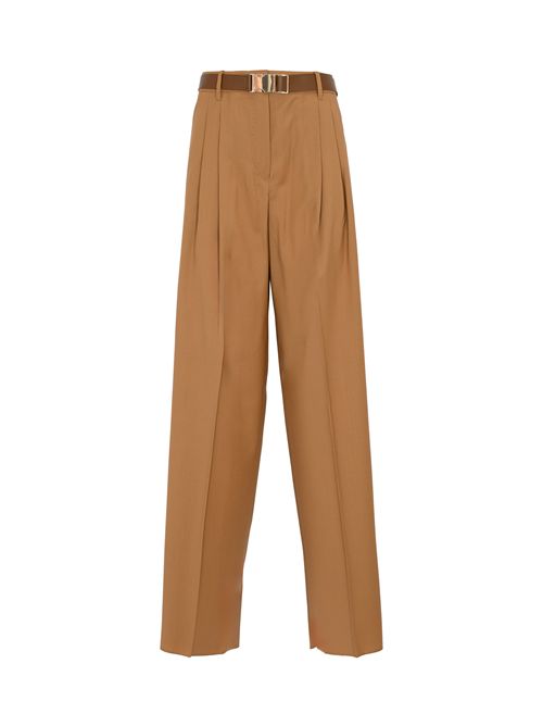 Pantalone Bergamo in tela di lana con cintura effetto pelle MAX MARA STUDIO | 2526136061600026